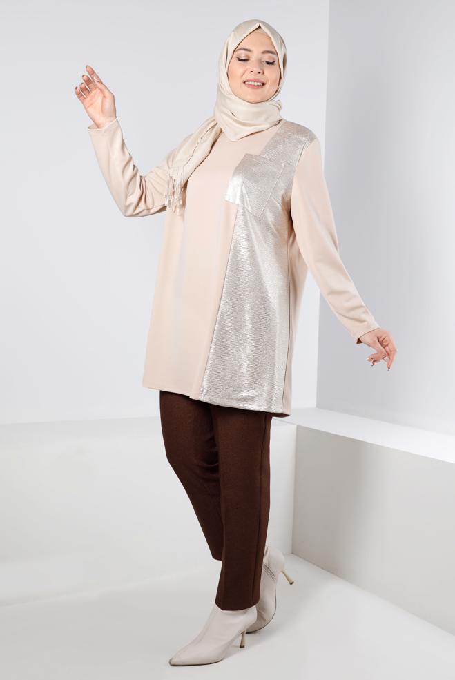 Femelle CAFÉ PANTALON CLASSIQUE COUPE DROITE 70463