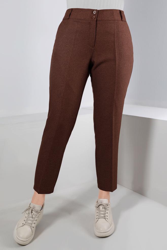 Femelle CAFÉ PANTALON CLASSIQUE COUPE DROITE 70463