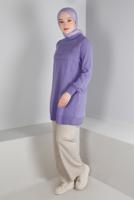 Femelle POURPRE TUNIQUE EN MAILLE COL ROULÉ 43107