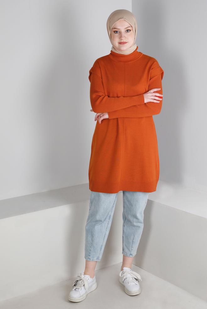 Femelle ORANGE TUNIQUE EN MAILLE COL ROULÉ 43110