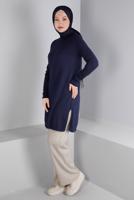 Femelle BLEU MARINE TUNIQUE EN MAILLE À MOTIFS 43137