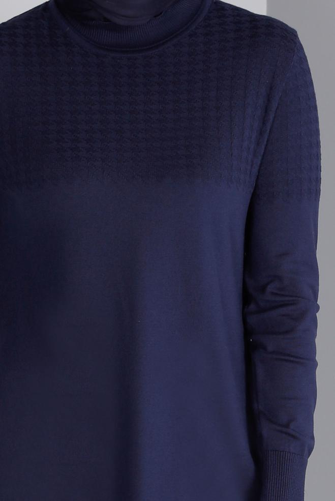 Femelle BLEU MARINE TUNIQUE EN MAILLE À MOTIFS 43137