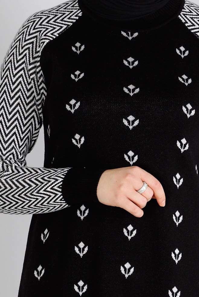 Femelle NOIR TUNIQUE EN MAILLE À MOTIFS 43173