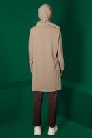 Female beige TUNIC WITH LEATHER POCKET 43274