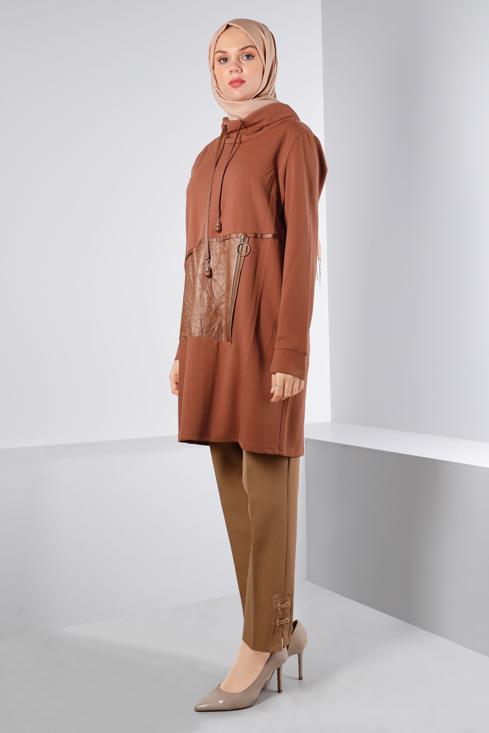 Female  TUNIC WITH LEATHER POCKET 43274