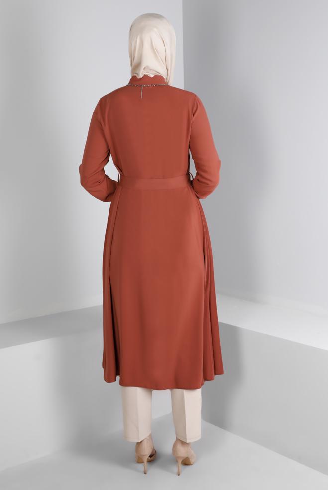 Femelle ORANGE TUNIQUE AVEC CEINTURE ET DÉTAILS PLIS 43287