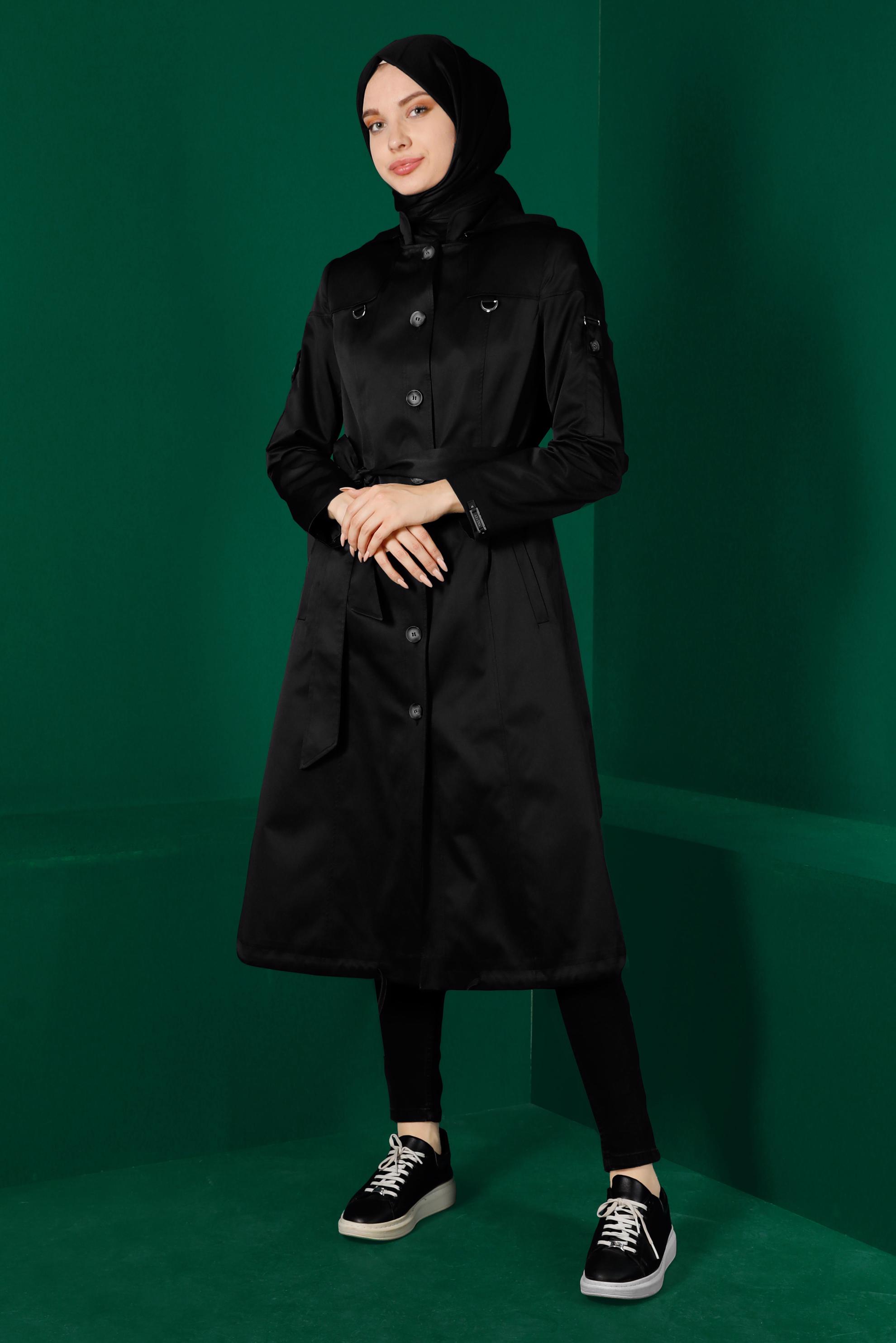 BUTTONED BELTED TRENCH COAT | ALVİNA
