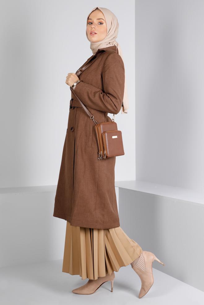 Female taba BELTED BUTTONED TRENCH  COAT 10679 