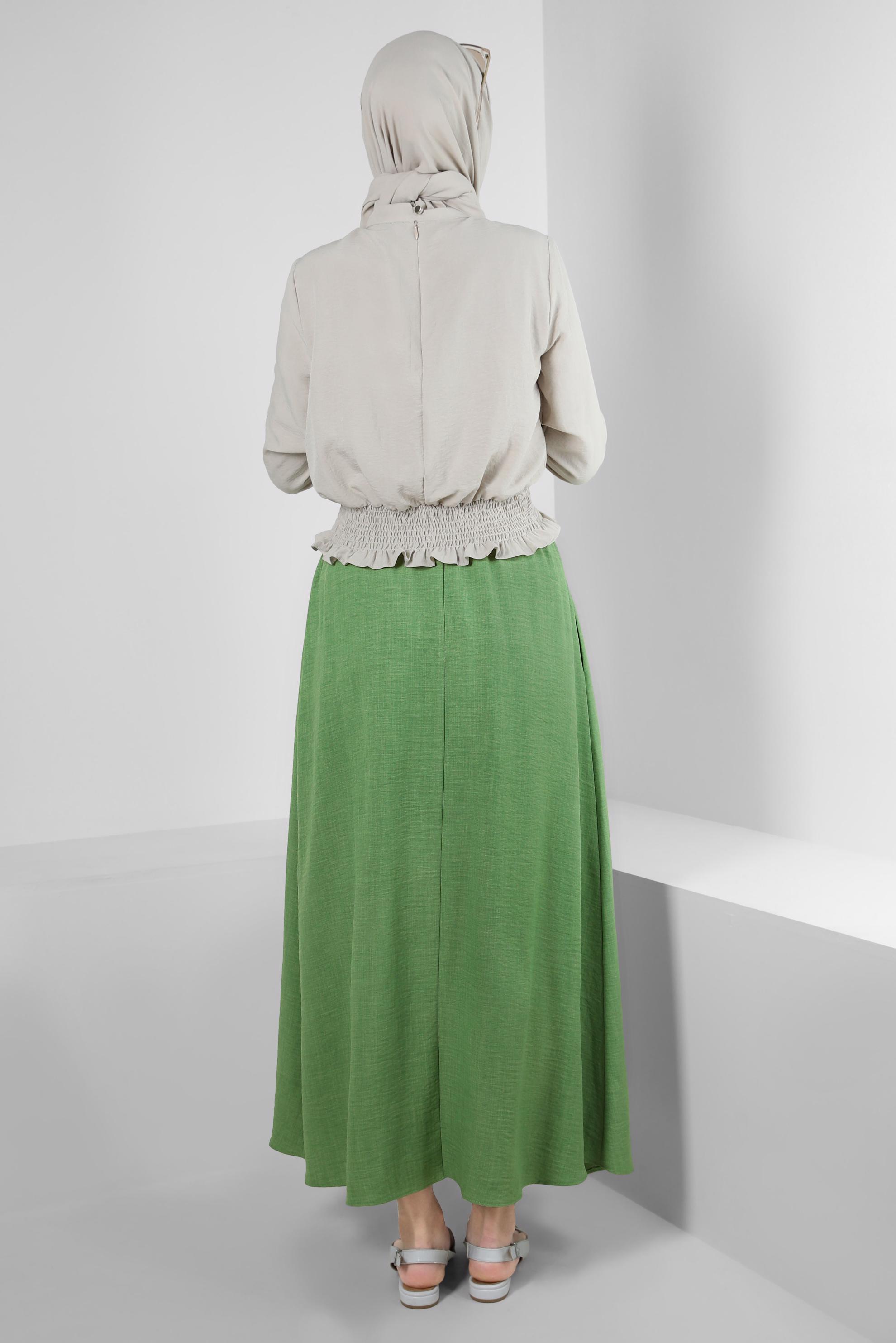 ELASTIC WAIST PLEATED SKIRT 60428 | ALVİNA