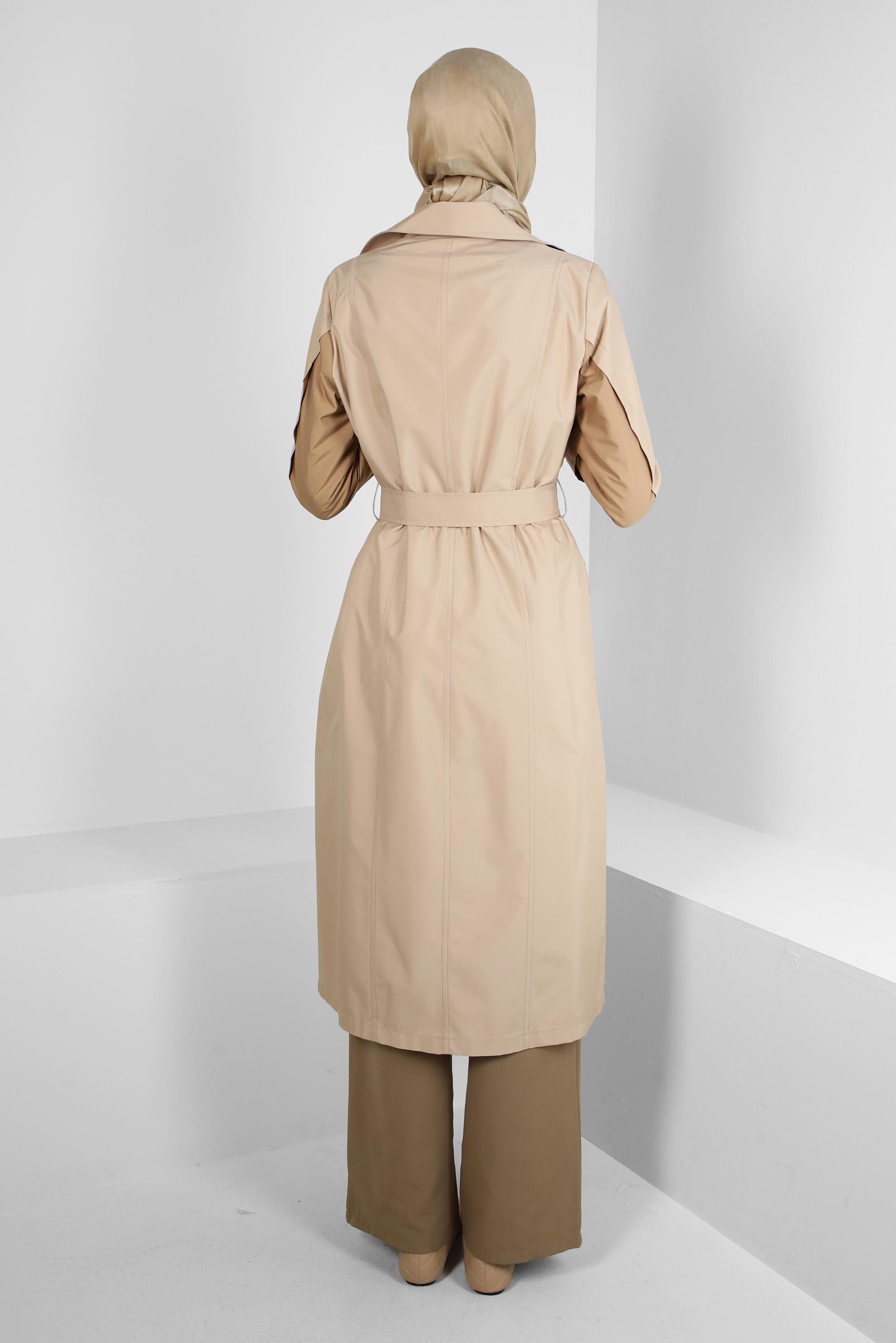 BUTTONED TRENCH COAT WITH TABS 10763 | ALVİNA