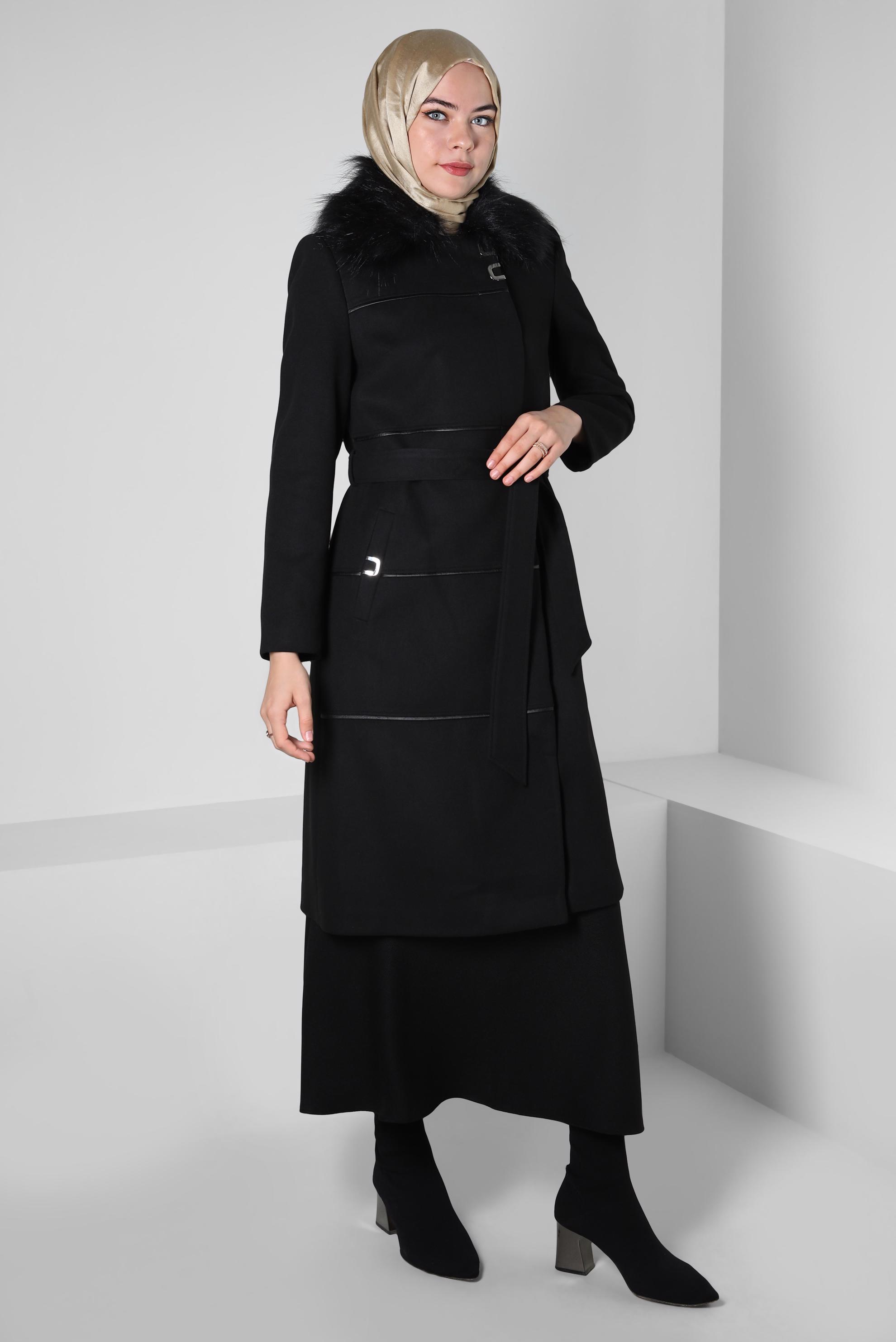 COAT WITH FURRY COLLAR 90402 | ALVİNA