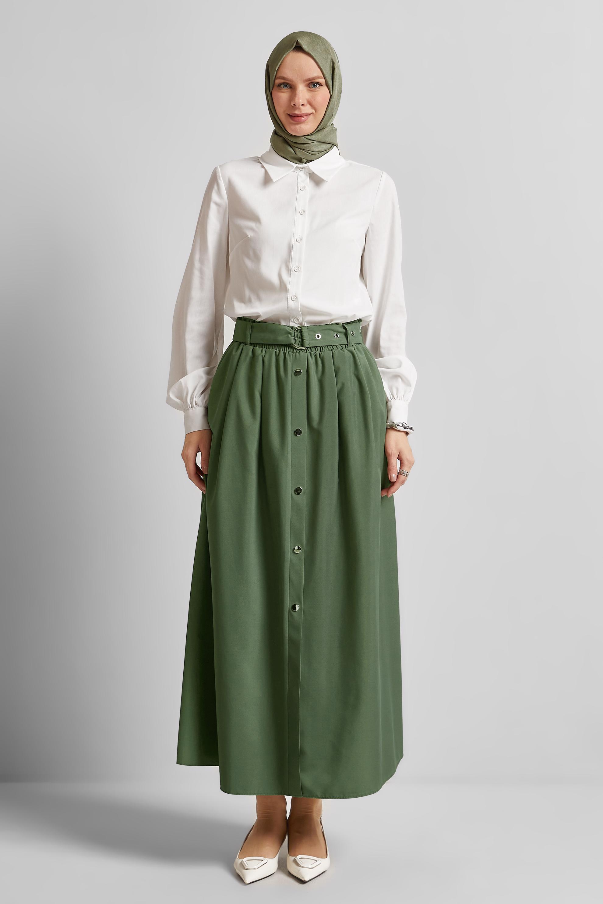 Hijab clothing KHAKI BELTED SKIRT 60679
