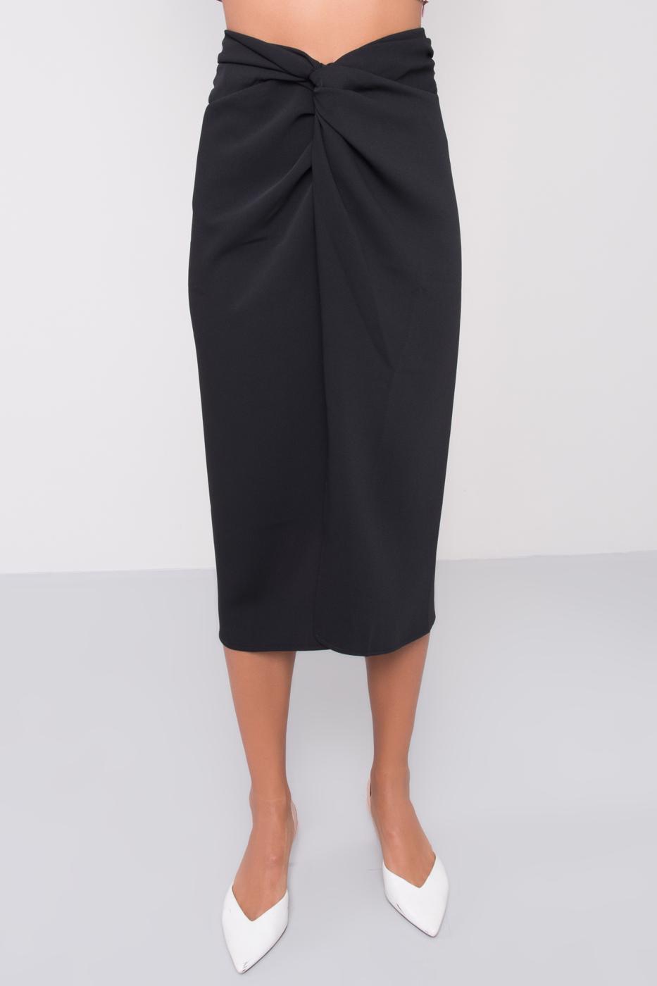 Female Black Pleated Midi Skirt
