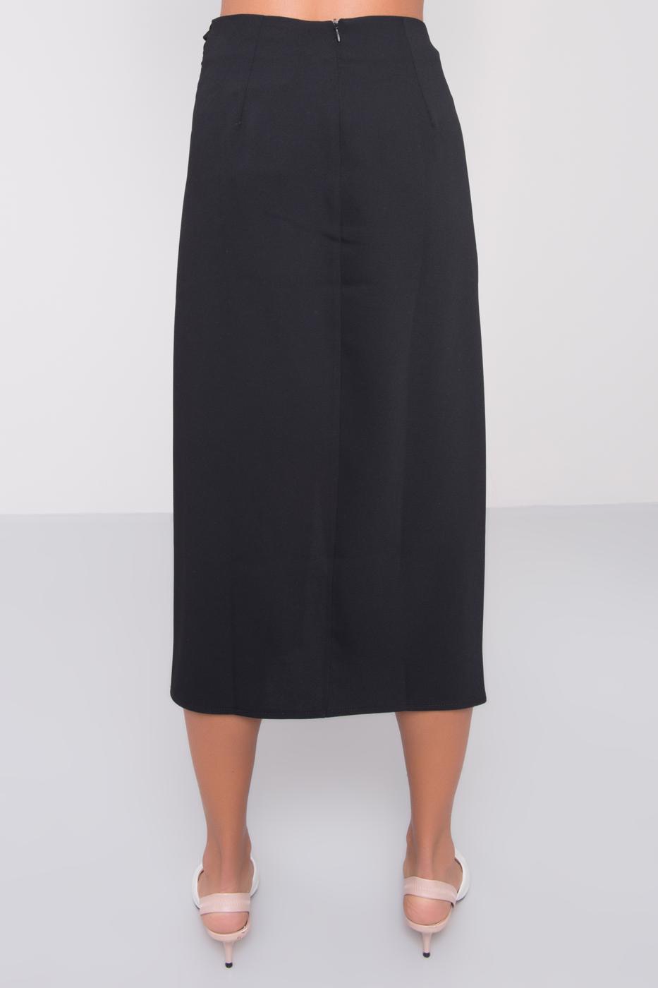 Female Black Pleated Midi Skirt