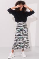 Female Black Midi Skirt with Pattern