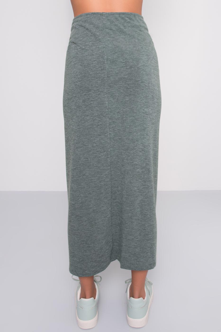Female Green Deep Slit Long Skirt