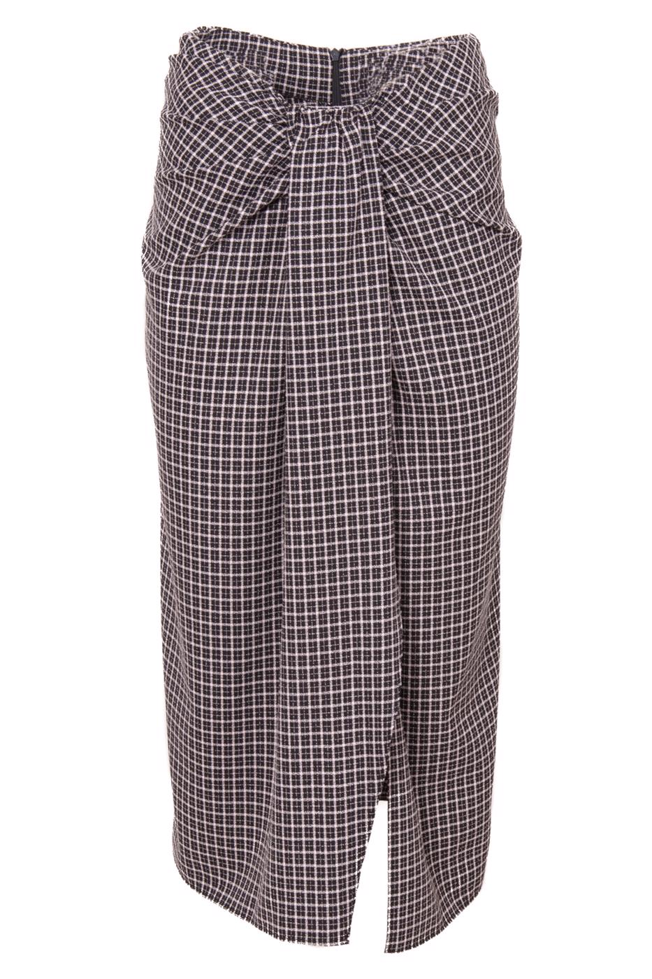 Female Grey Front Pleated Midi Skirt