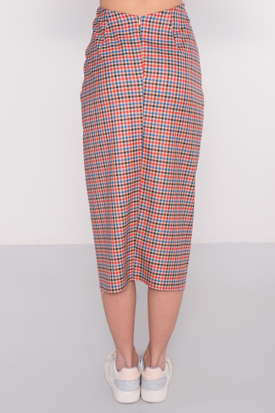Female Beige Front Pleated Midi Skirt