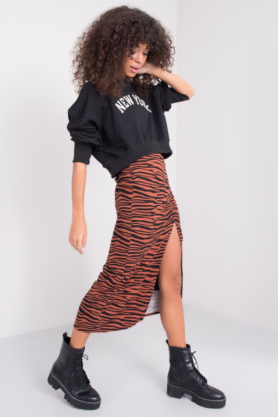 Female Cinnamon Midi Slit Skirt