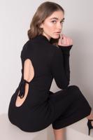 Female Black Cut Out Back Midi Knitted Dress