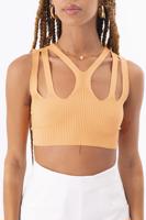 Female Salmon Cut Out Knitted Crop Top