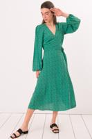 Female Green Wrap Midi Length Dress