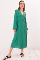 Female Green Wrap Midi Length Dress
