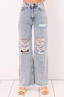 Female Blue Fray Palazzo Pants