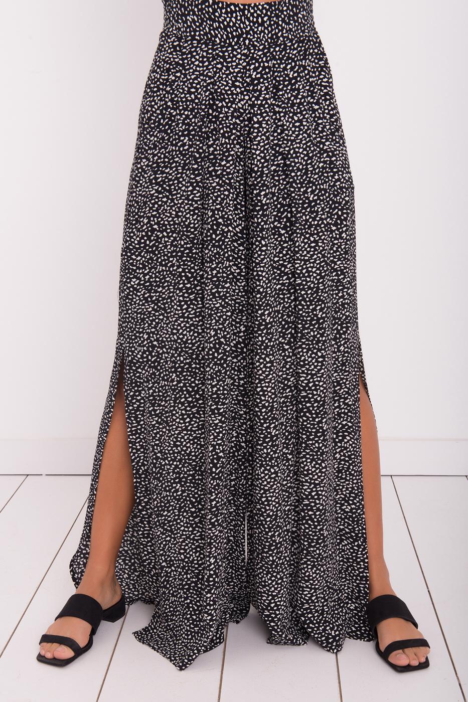 Female Black Wide Leg Pants with Slit