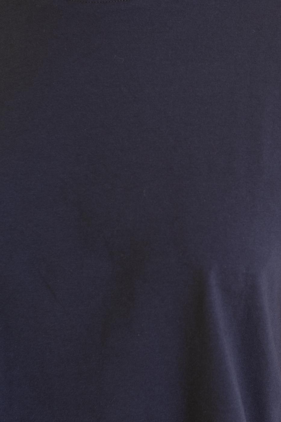 Bayan Lacivert Bisiklet Yaka Kısa Kol Basıc Tshirt