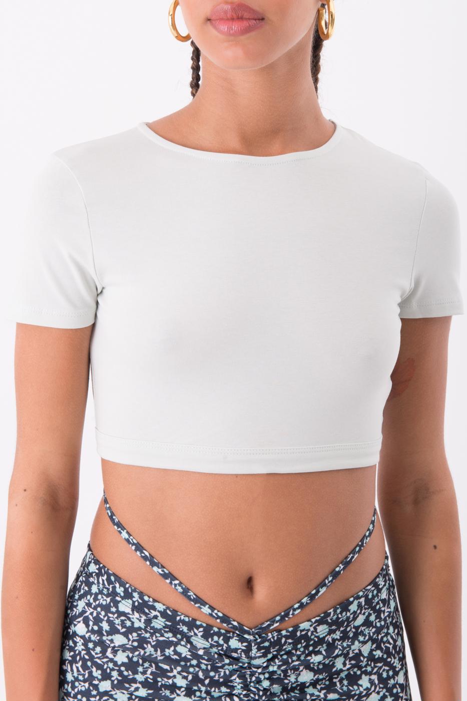 Bayan Yeşil Sırt Pencere Detaylı Crop Body