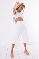 Female White Denim Culotte Pants