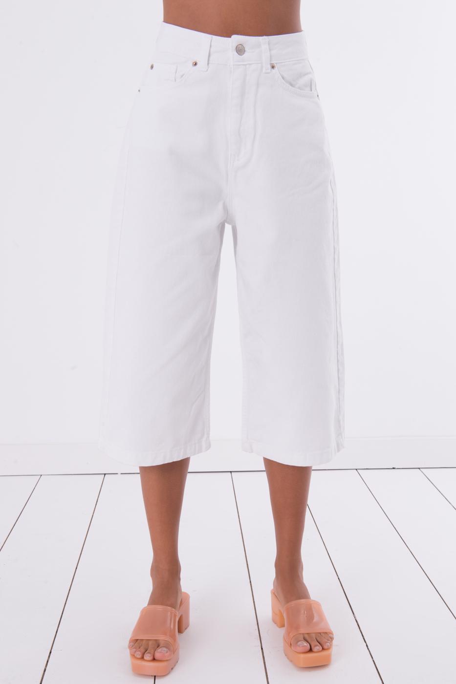 Female White Denim Culotte Pants