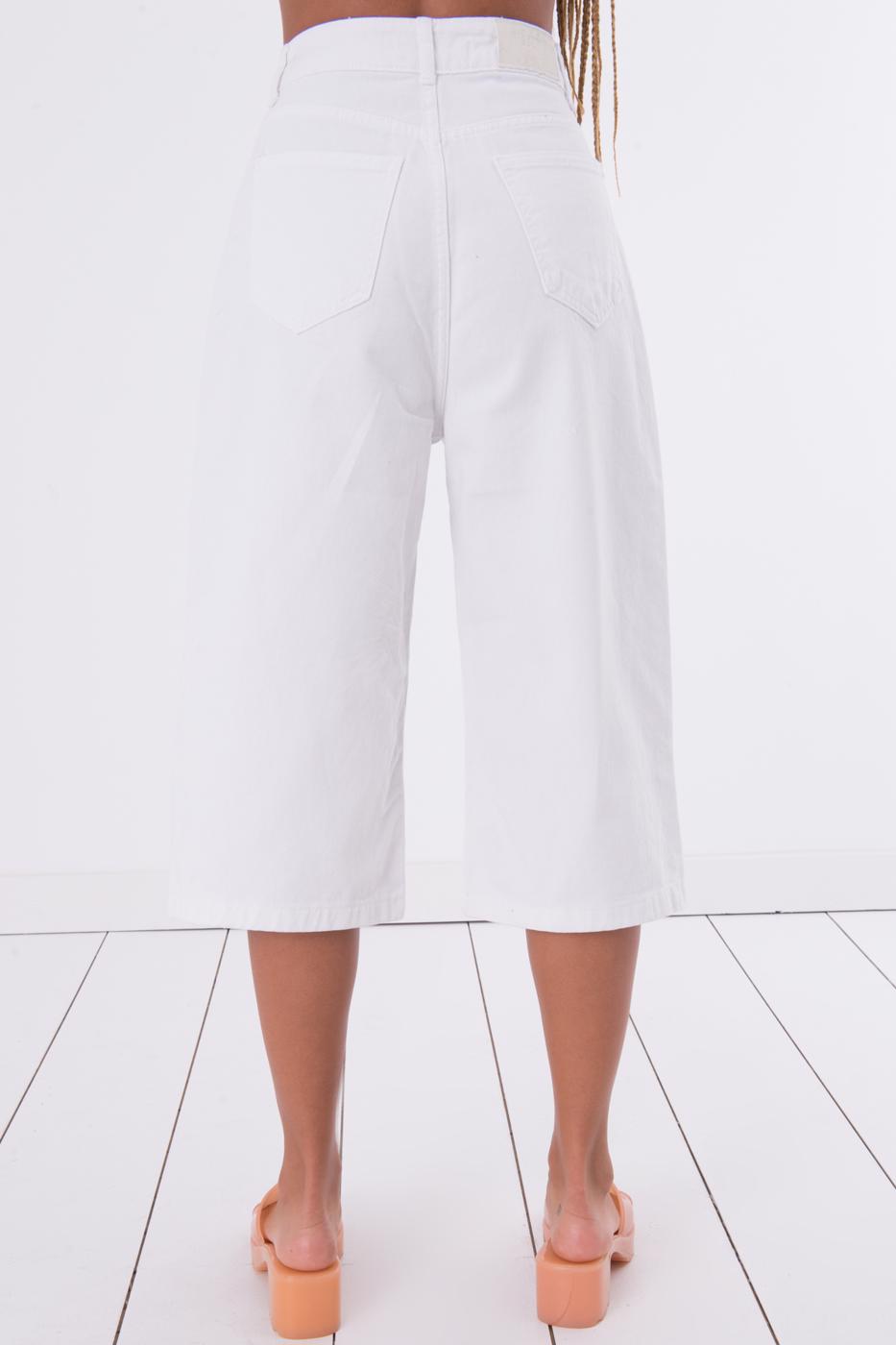 Female White Denim Culotte Pants