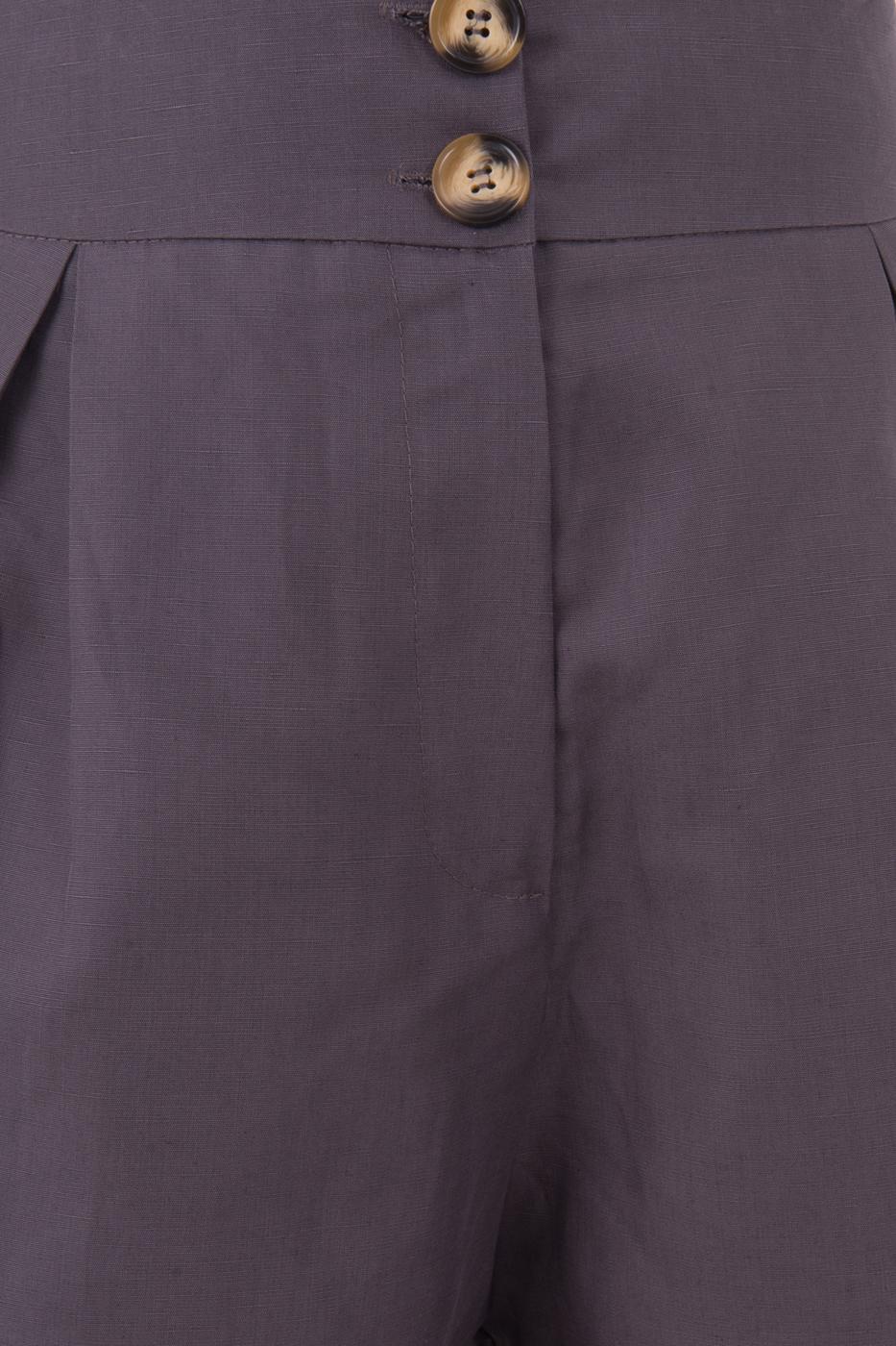 Female Grey Pleated Linen Short