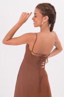 Female Brown Open Back Strapped Midi Dress