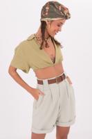 Female Mint Leather Belt Short Short
