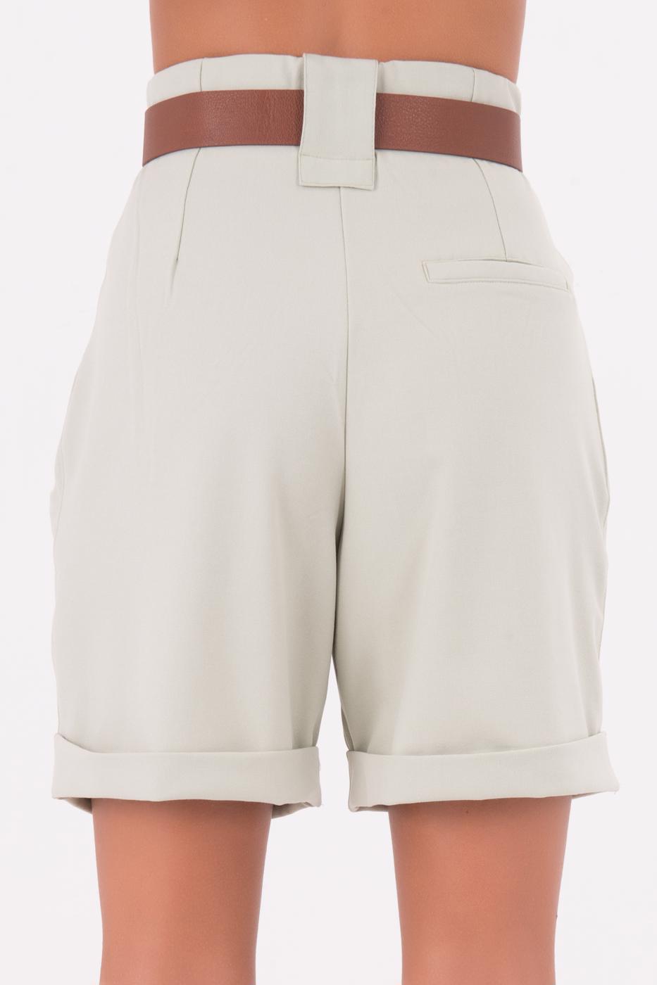 Female Mint Leather Belt Short Short