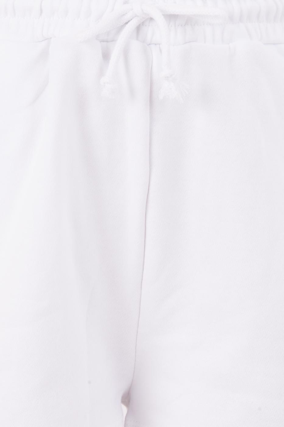 Female White Elastic Waist Band Mini Short