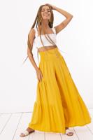 Female Mixed Wide Leg Pants with Button
