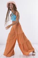 Female Tile Wide Leg Pants with Button