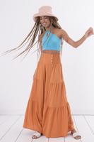 Female Tile Wide Leg Pants with Button