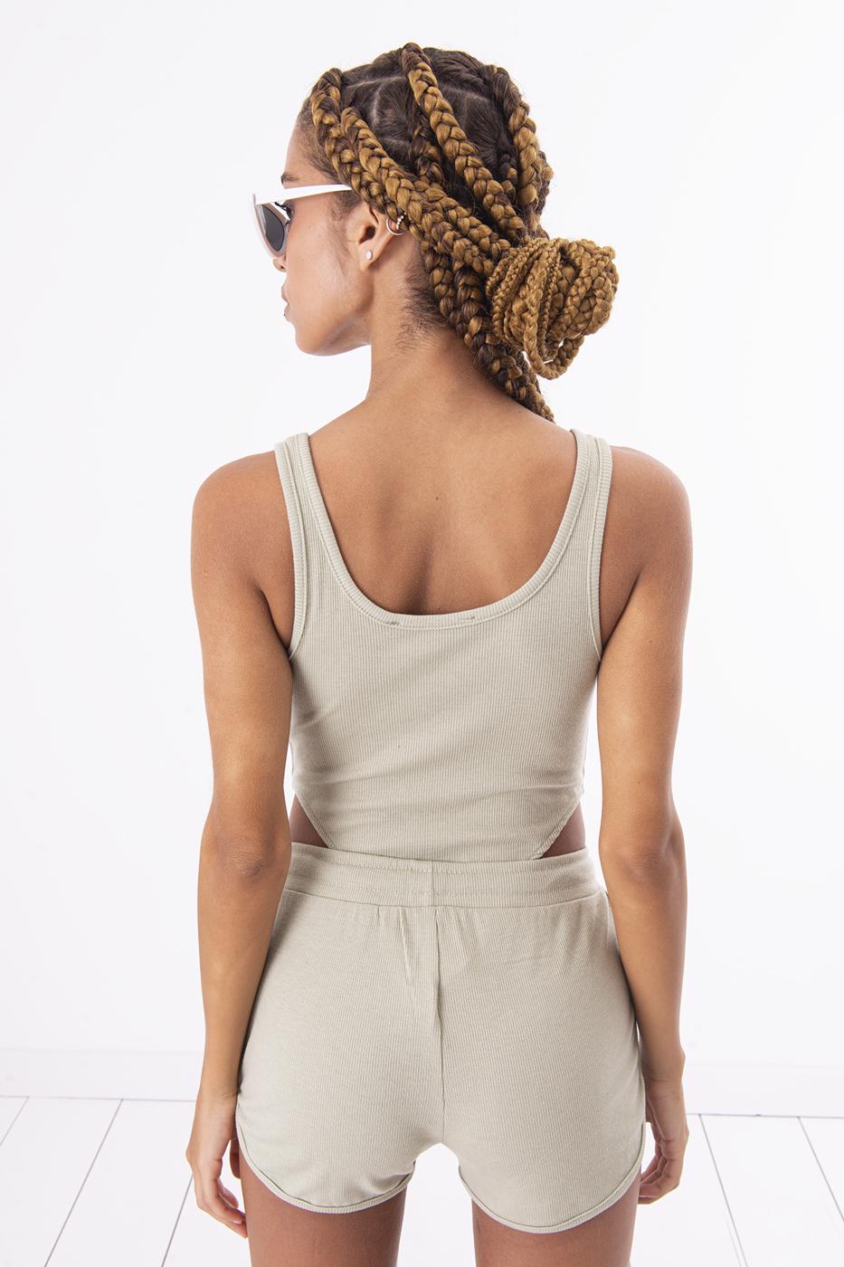 Bayan Yeşil Kolsuz Bodysuit