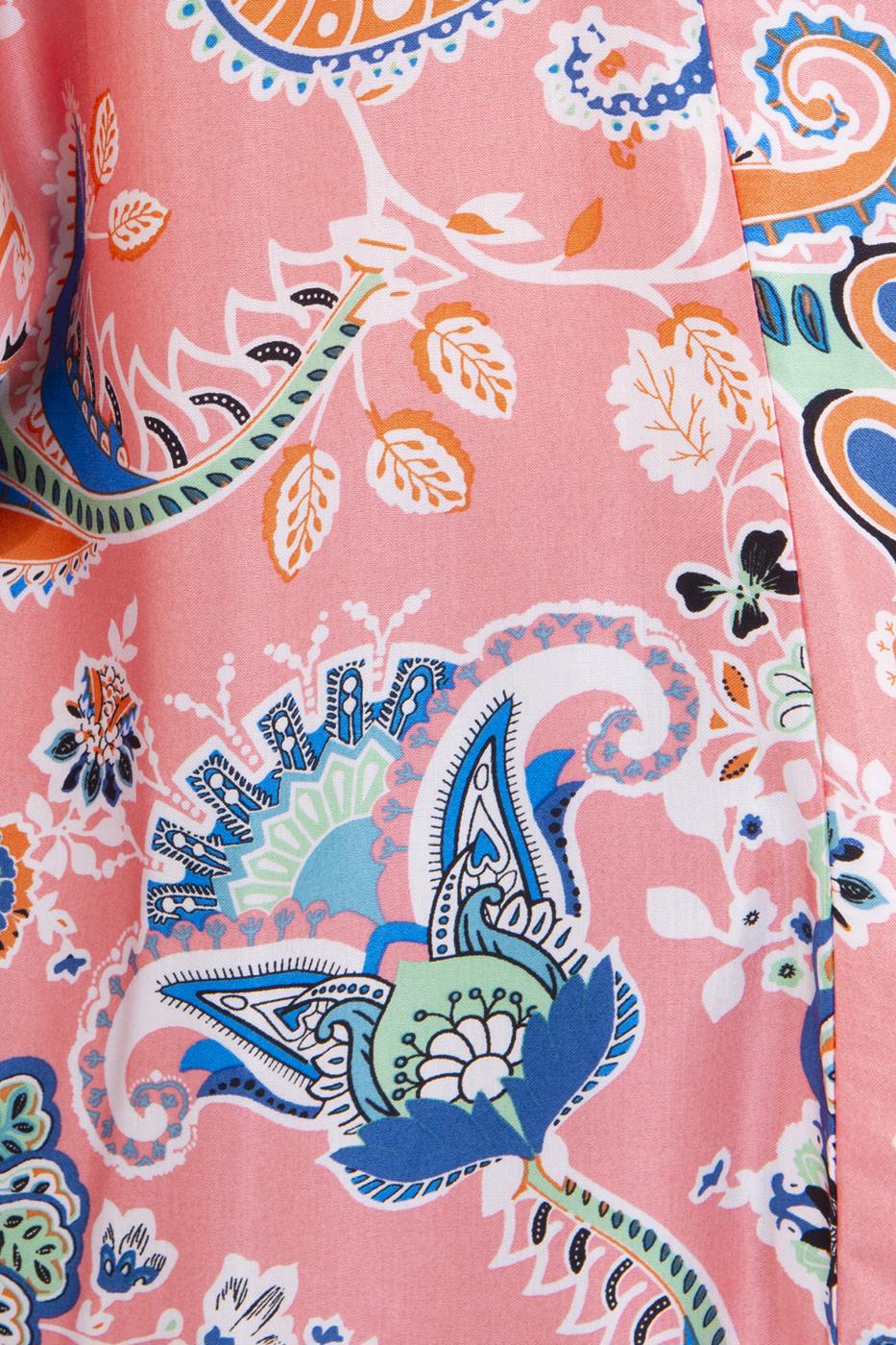 Bayan Pembe Kol Ağzı Büzdürme Detaylı Uzun Kimono