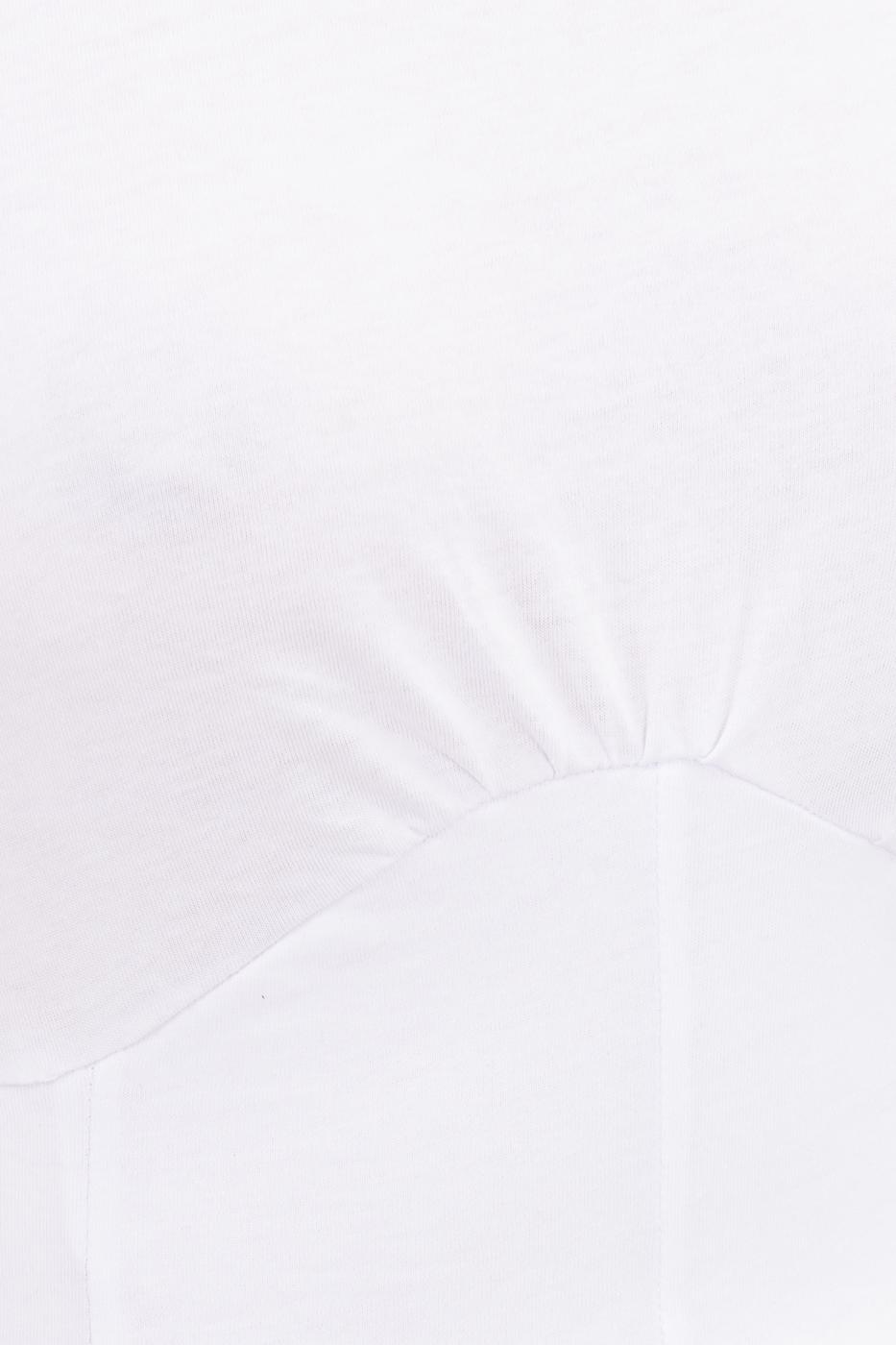 Bayan Beyaz Kol Volan Detaylı Crop Bluz