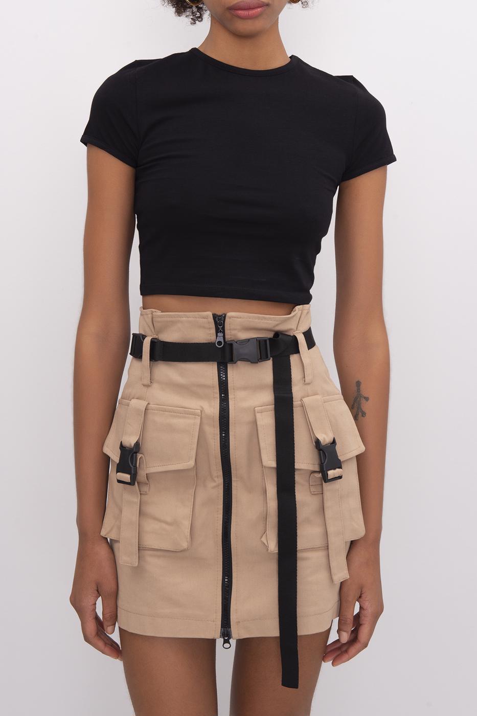 Bayan Siyah Basic Crop Body