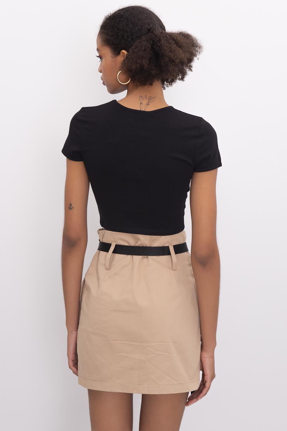 Bayan Siyah Basic Crop Body