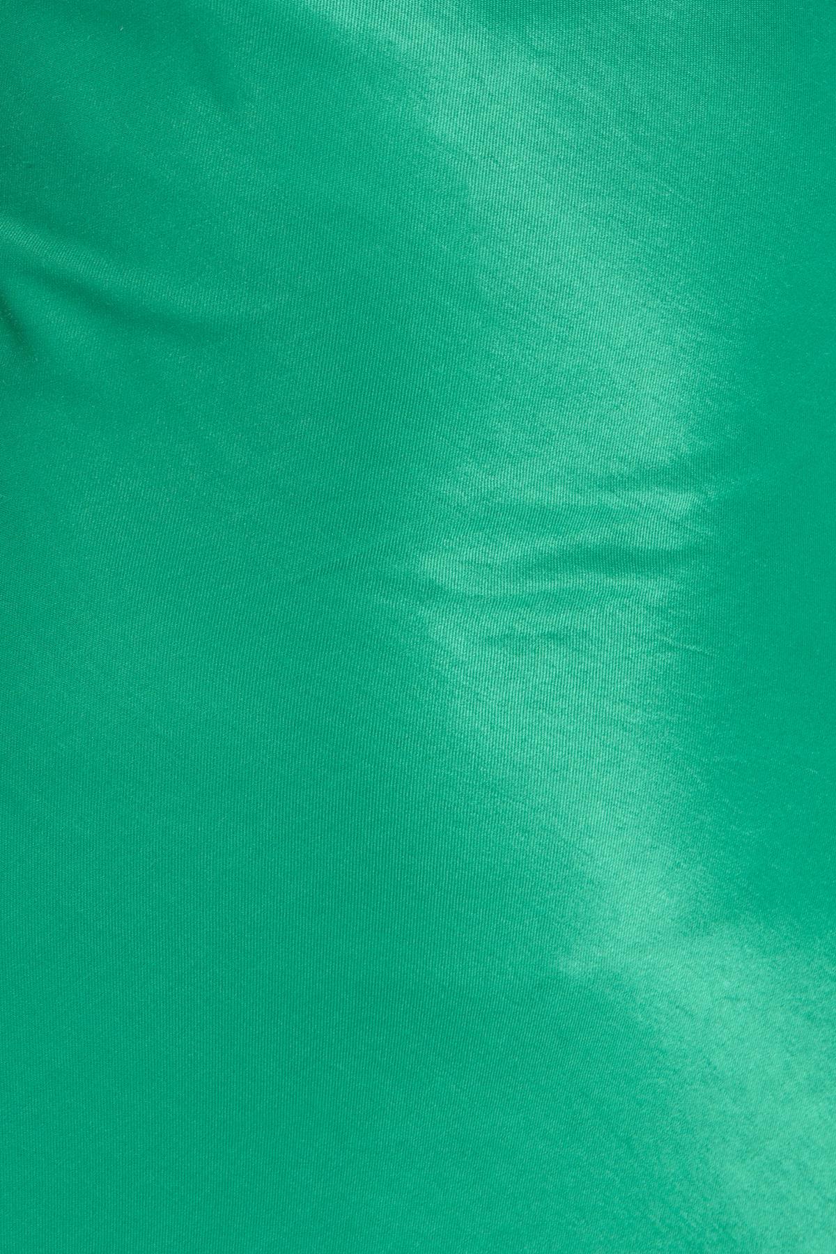 Bayan Yeşil Sırt Dekolteli Degaje Yaka Detaylı Midi Elbise