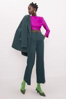 Bayan Yeşil Paça Yırtmaç Detaylı İspanyol Paça Pantolon