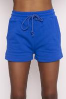 Female Blue Elastic Waist Band Mini Short